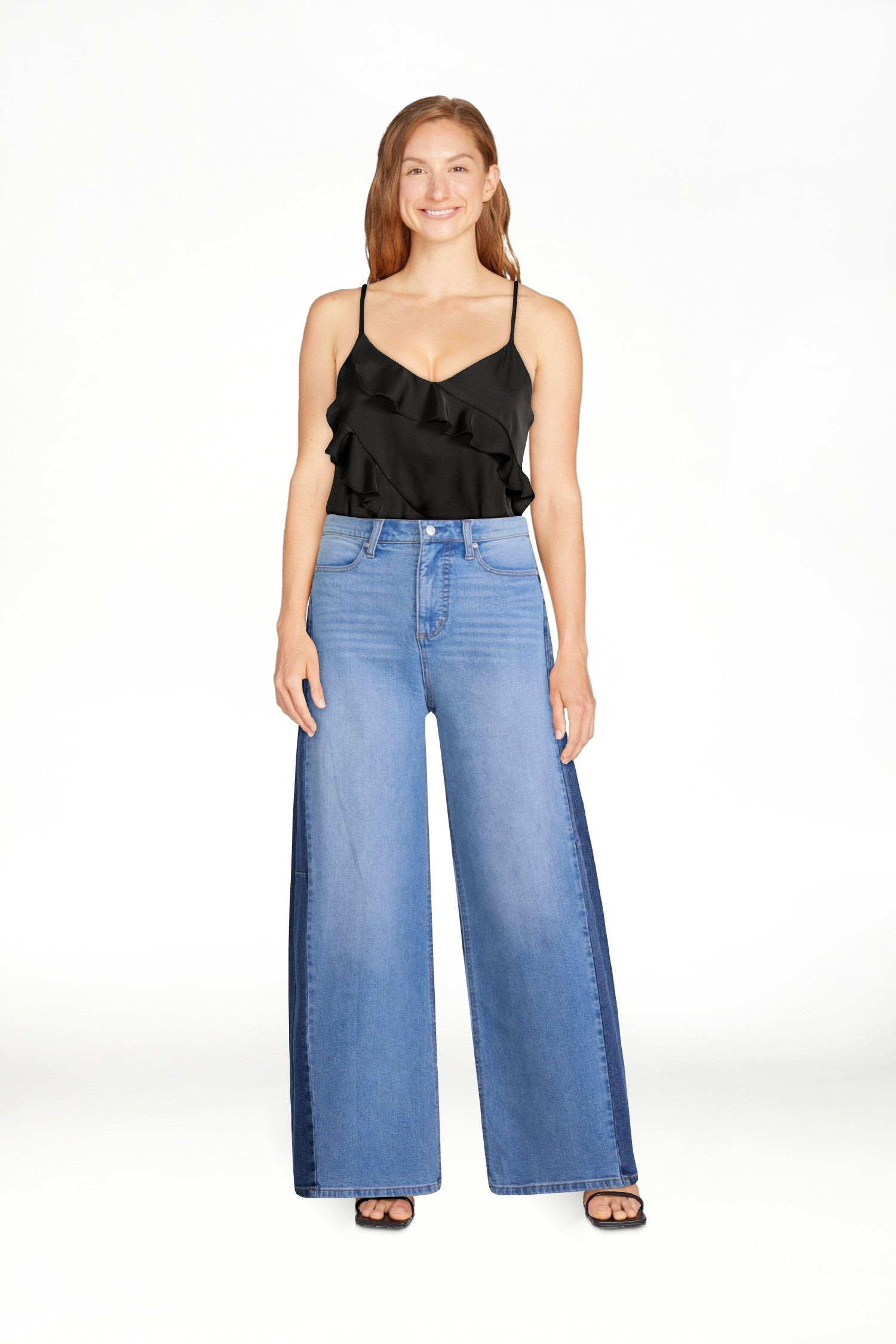 Scoop Women's Two-Tone Baggy Barrel Jeans, Sizes 0-18 | Walmart (US)