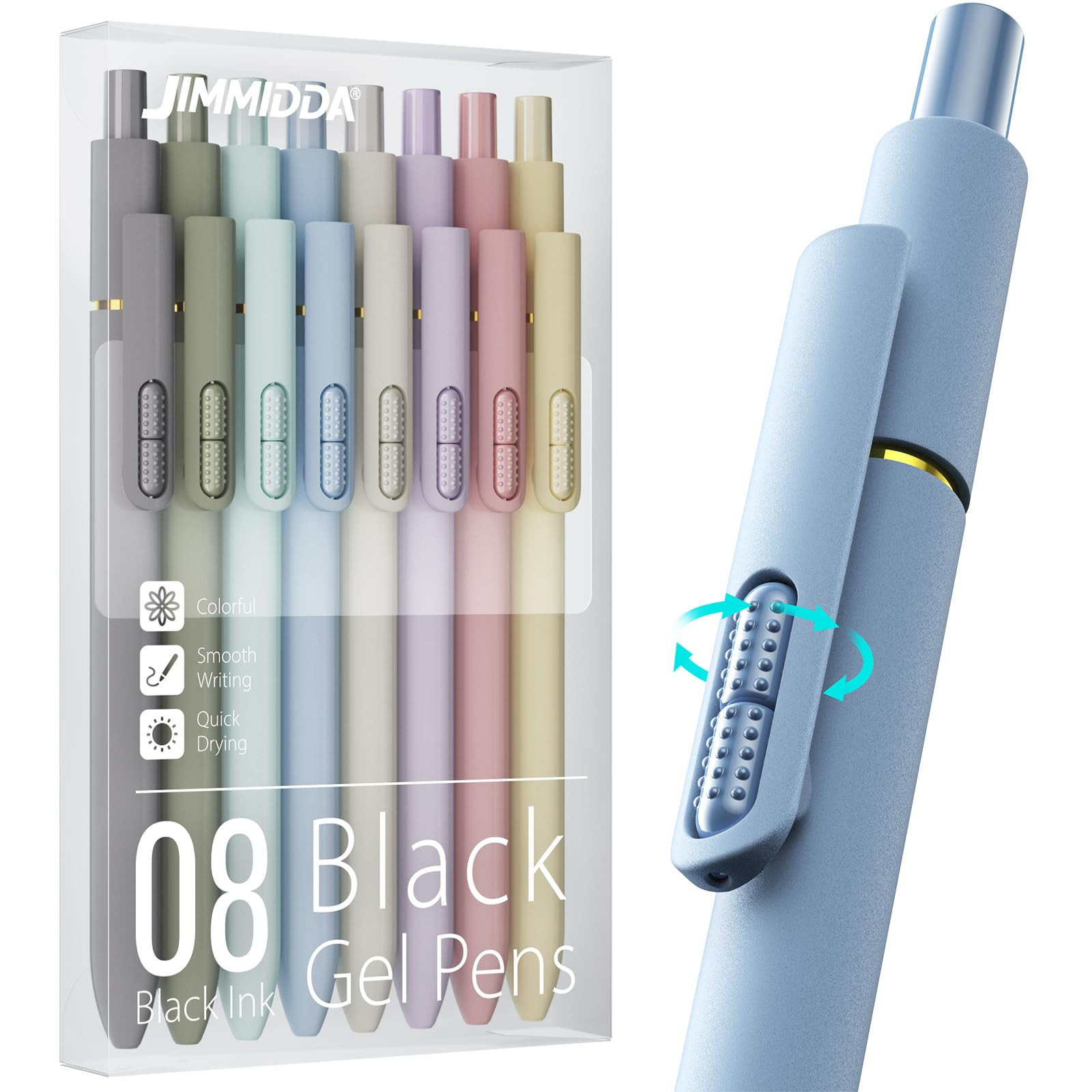 8Pcs Black Gel Pens - 0.7mm Medium Point Black Ink Pens | Smooth Writing - Quick Drying Retractab... | Amazon (US)