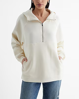 Quarter Zip Oversized Fleece Hoodie | Express