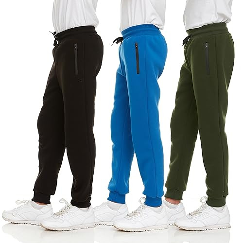 PURE CHAMP 3Pk Boys Sweatpants Fleece Athletic Workout Kids Clothes Boys Joggers with Zipper Pock... | Amazon (US)