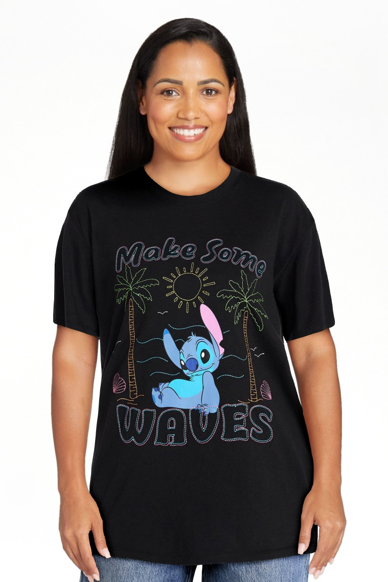 Disney Stitch Women's Embroidered Graphic Tee with Short Sleeves, Sizes XXS-XXL | Walmart (US)