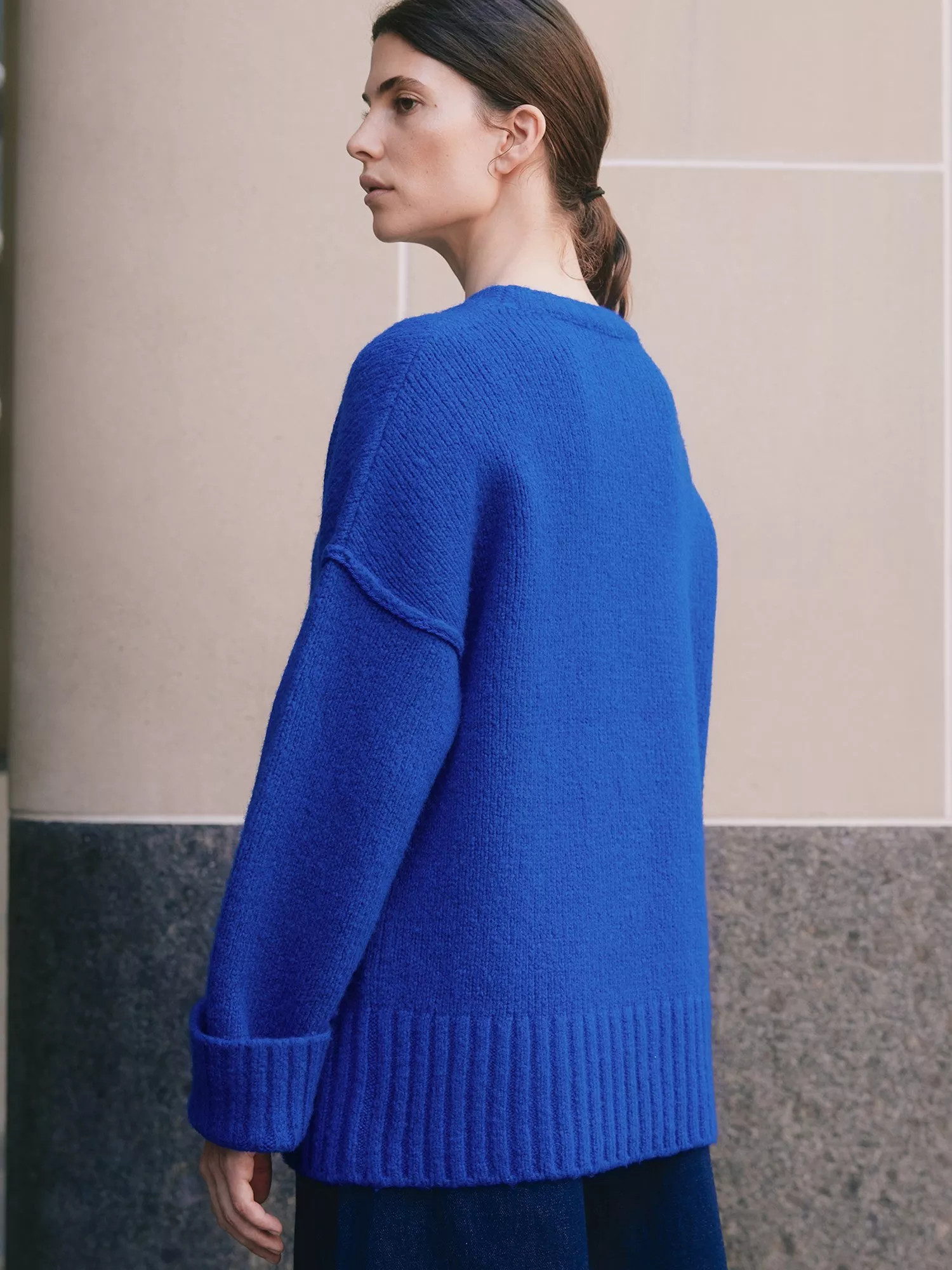 Albaray Cosy Wool Blend Crew Neck Ribbed Jumper | John Lewis (UK)