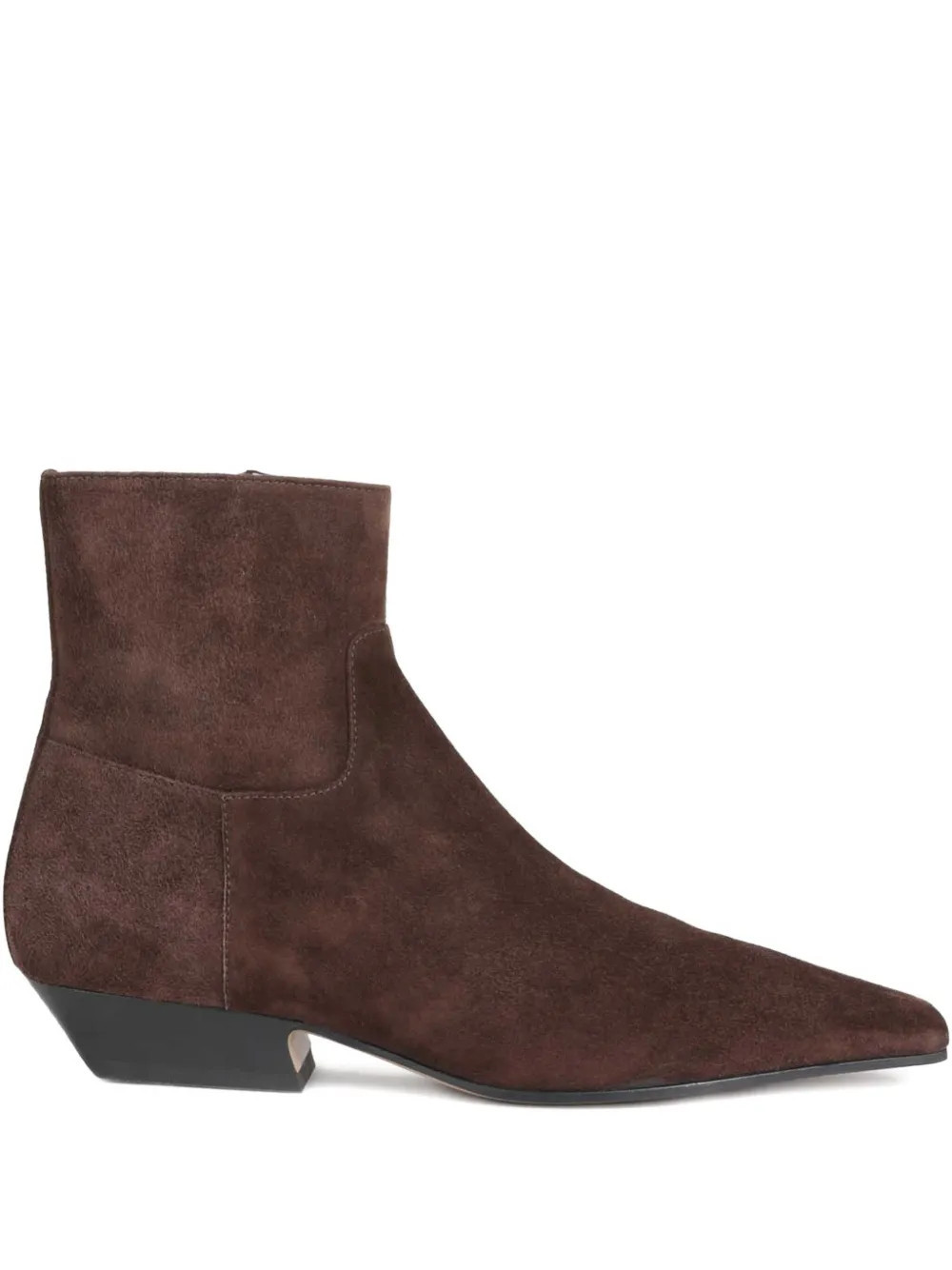 KHAITE Marfa suede square-toe boots - Brown | Farfetch Global