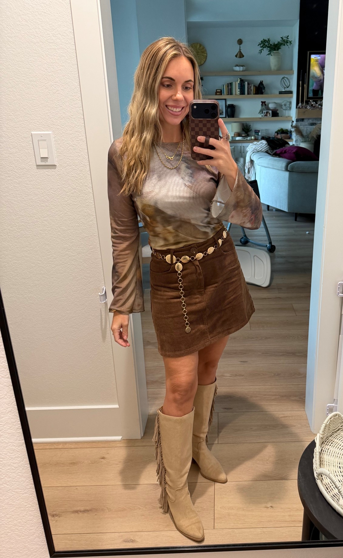 I sized up to a medium in both the top and skirt. Boots run TTS. Great Fall outfit for 80 degree fall weather in Texas. 😂 

#LTKTall #LTKStyleTip #LTKFindsUnder50