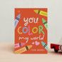 "You color my world" - Customizable Classroom Valentine's Day Cards in Beige or Pink by Orasie. | Minted