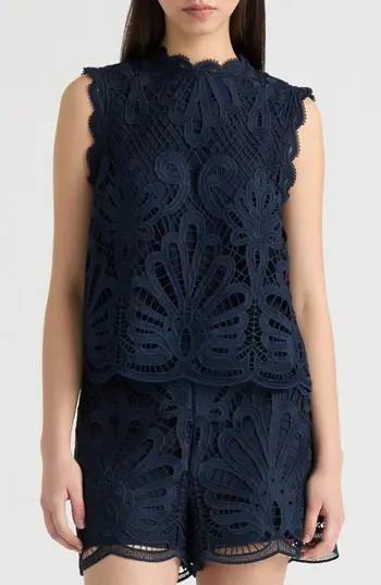 NVLT Sleeveless Lace Top in Navy at Nordstrom Rack, Size X-Large | Nordstrom Rack