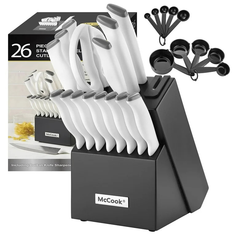 McCook Knife Set with Block, 26PCS Ultra- Sharp Cutlery Knife Set with Steel Blades for Precise C... | Walmart (US)