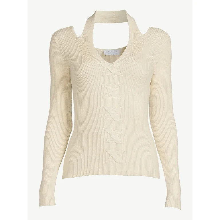Sofia Jeans by Sofia Vergara Women's Cable Knit Cut Out Sweater - Walmart.com | Walmart (US)