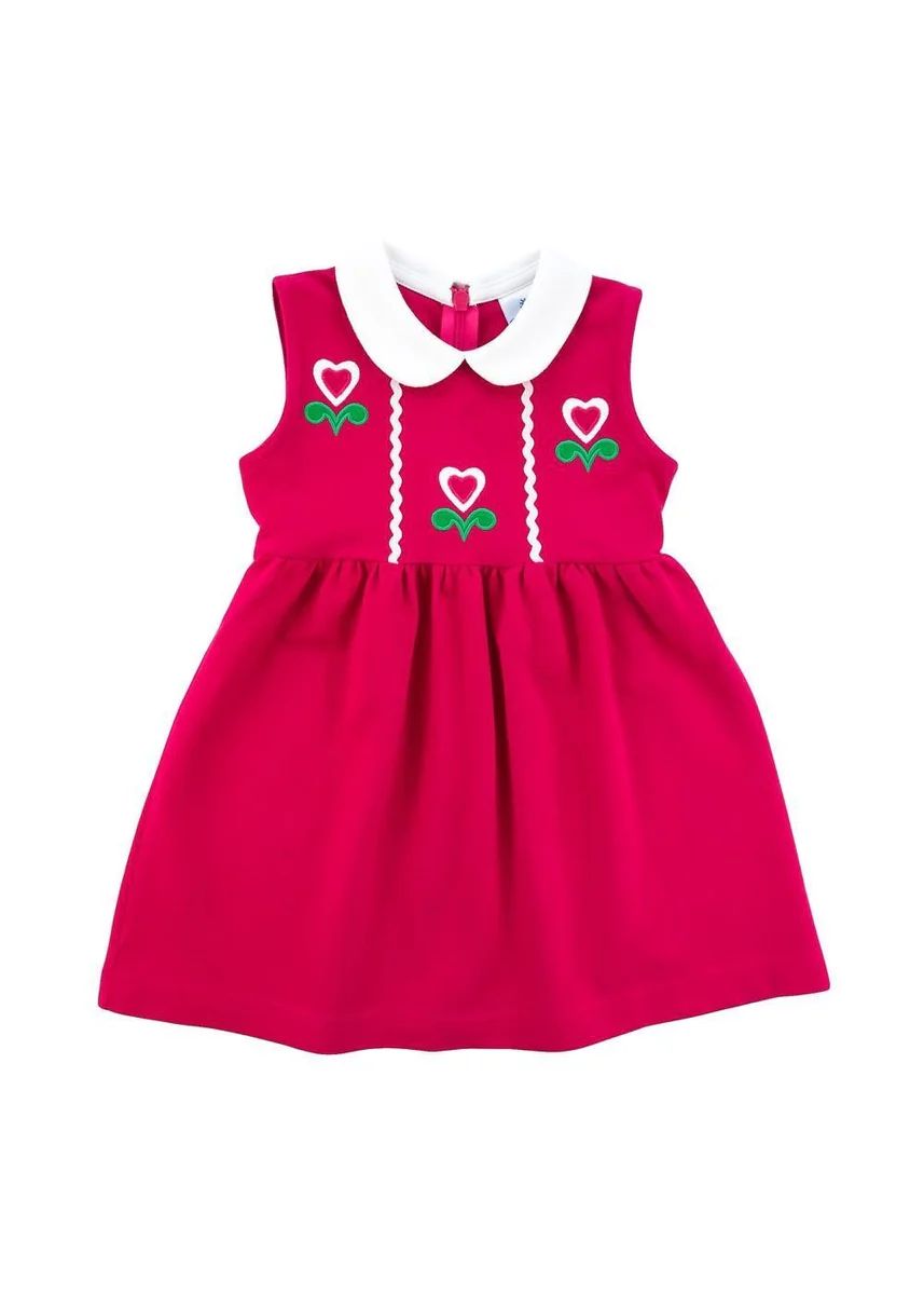 Fuchsia Applique Hearts Knit Dress | Florence Eiseman