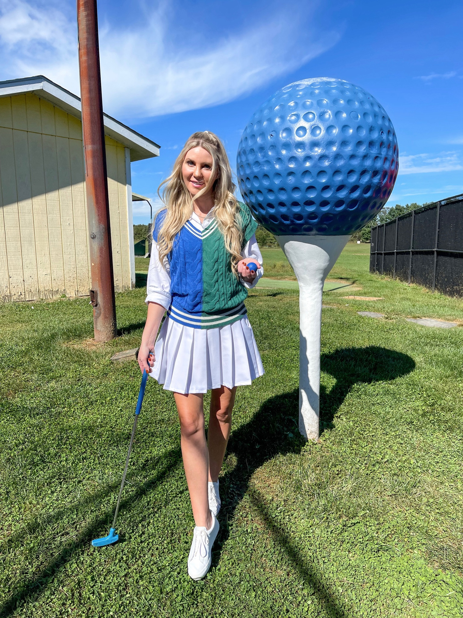 The perfect putt putt golf outfit!

Preppy outfit, pleated mini skirt, sweater vest, button down shirt, Target 

#LTKSeasonal #LTKstyletip #LTKunder50