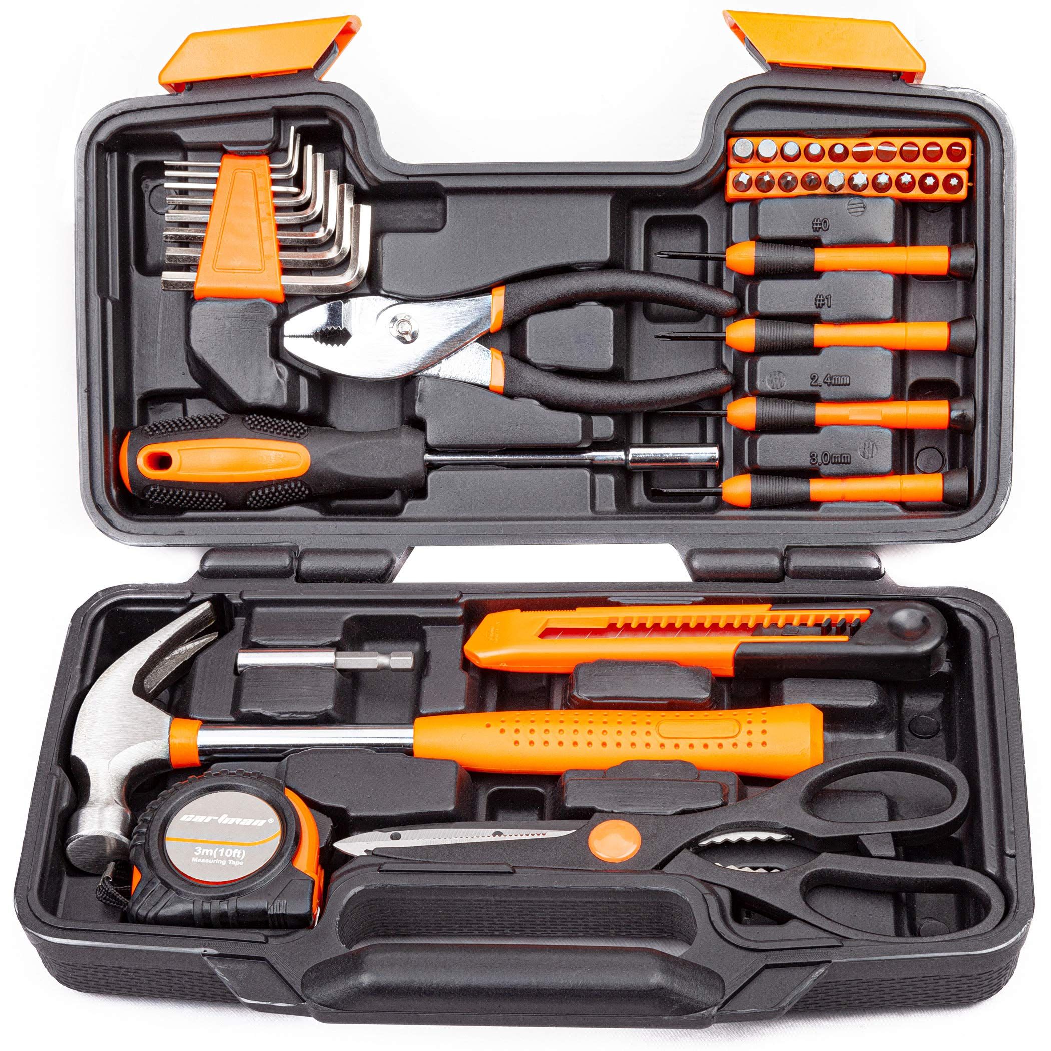 CARTMAN Orange 39-Piece Tool Set - General Household Hand Tool Kit with Plastic Toolbox Storage Case | Amazon (US)