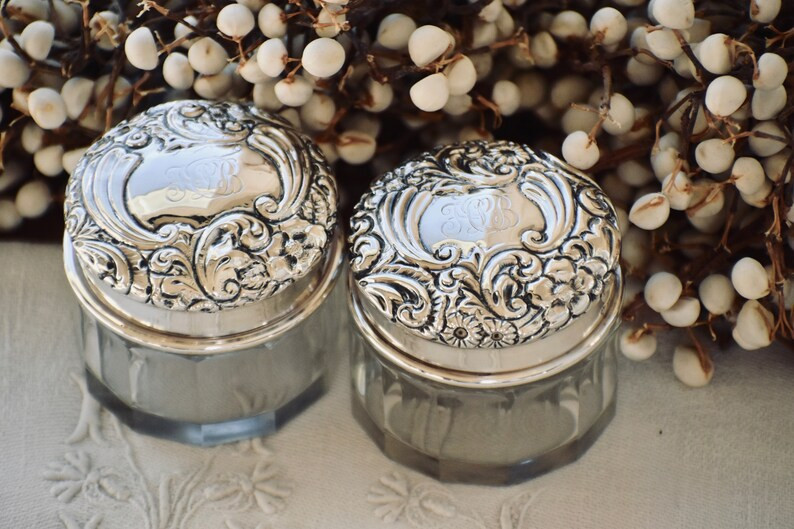 Vintage Lovely Pair of Monogrammed Sterling Lid Cut Crystal | Etsy | Etsy (US)
