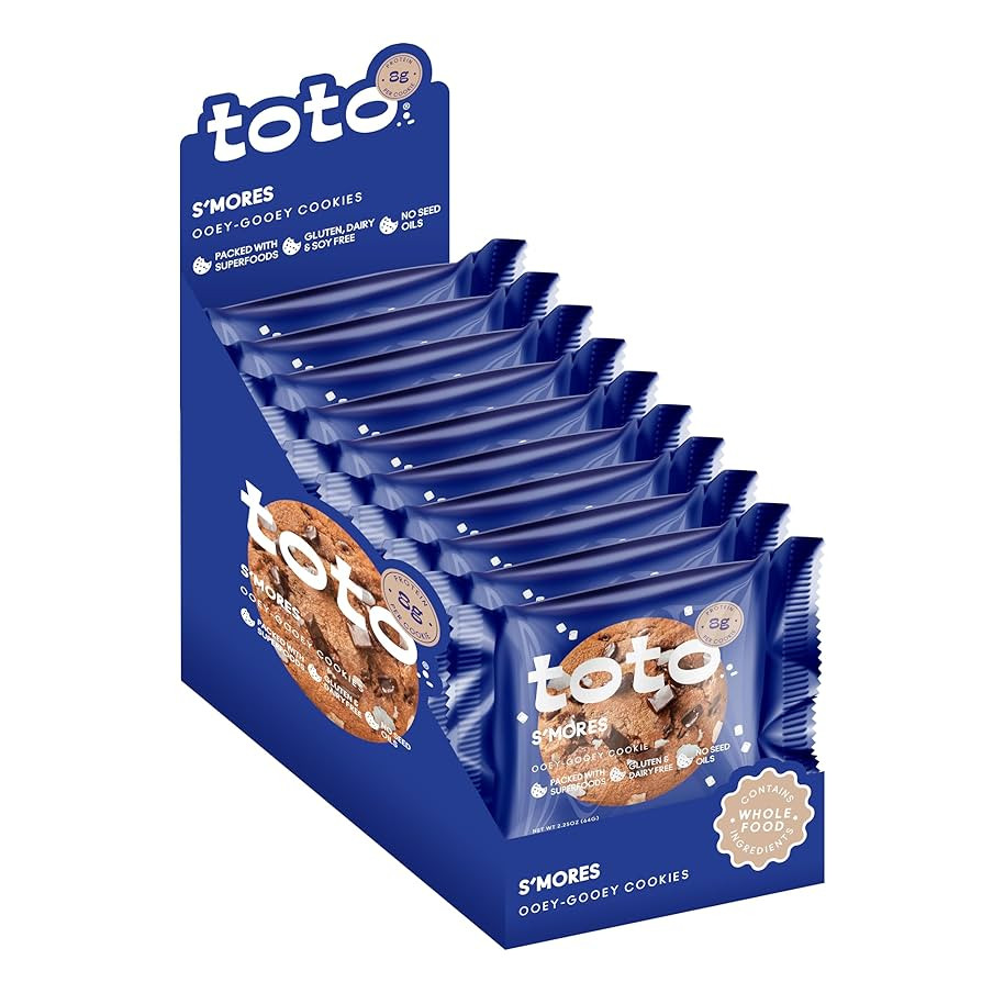 Toto's S'mores Vegan Cookies: Gluten-Free High-Fiber Cookie with Plant-Based Protein, Superfoods,... | Amazon (US)