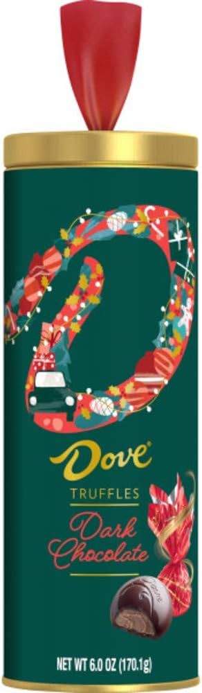 DOVE TRUFFLES Christmas Dark Chocolate Candy Holiday Gift Tin, 6 Ounce | Amazon (US)