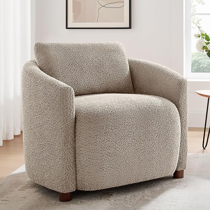 Boucle Accent Barrel Chair, Cloud Reading Chair for Living Room & Bedroom, Furry Sherpa Armchair ... | Amazon (US)