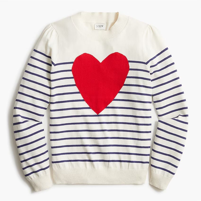 Puff-sleeve heart sweater | J.Crew Factory