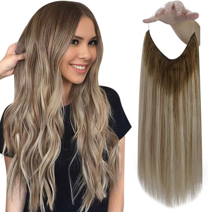 Fshine Invisible Wire Hair Extensions Real Human Hair 16 Inch 86 G Secret Wire Layered Hairpiece ... | Amazon (US)