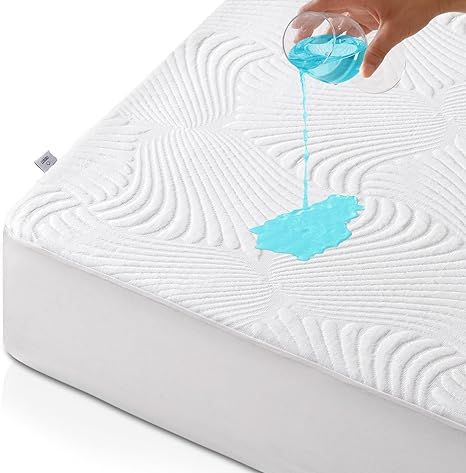 Waterproof Mattress Protector Queen Size - Cooling Bamboo Rayon Mattress Cover, Soft Breathable N... | Amazon (US)