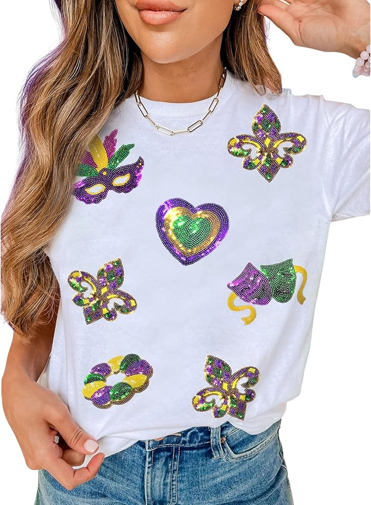 SELINK Womens Summer Short Sleeve Tops Halloween Sequin Pumpkin Printed T Shirts Casual Basic Gra... | Amazon (US)