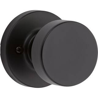 Kwikset Pismo Round Matte Black Dummy Door Knob Featuring Microban Antimicrobial Technology 788PS... | The Home Depot