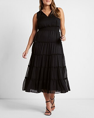 V-Neck Tiered Trapeze Maxi Dress | Express