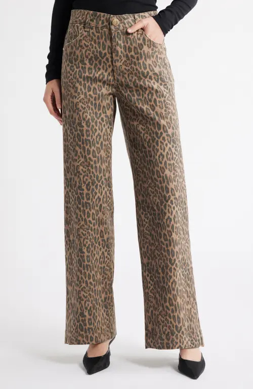 Wit & Wisdom Skyrise Double Side Seam Wide Leg Jeans in Brown/Black Multi at Nordstrom, Size 14P | Nordstrom