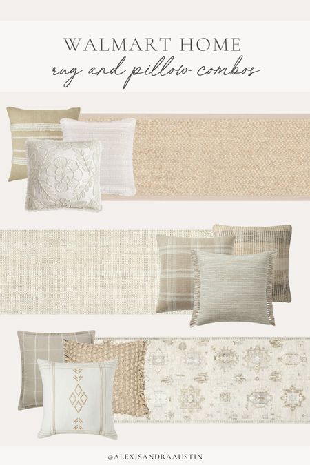 My favorite rug and pillow combinations from Walmart! 

Home finds, throw pillow, neutral area rug, neutral home, aesthetic finds, Walmart finds, affordable finds, living room refresh, rug runner, style inspo, light and bright, living room refresh, shop the look!

#LTKHome #LTKxWalmart #LTKStyleTip