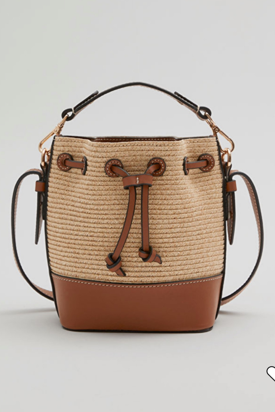 Small Leather Trimmed Straw Bucket curated on LTK