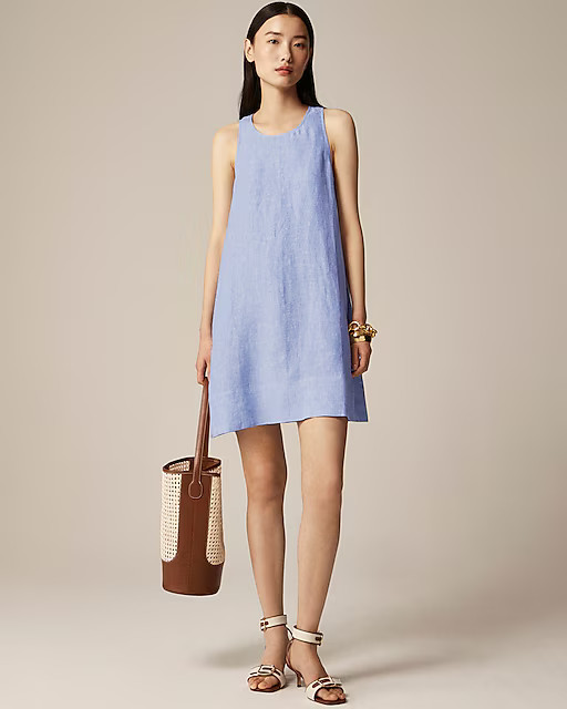 Petite Maxine button-back dress in linen | J. Crew US