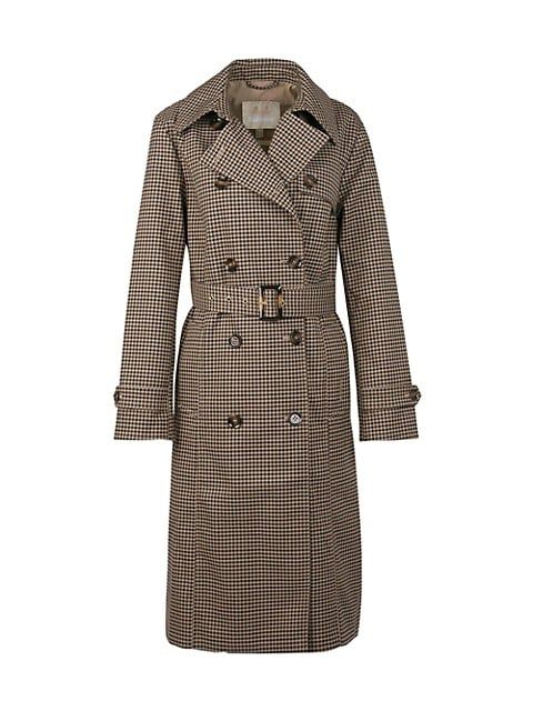 Greta Houndstooth Double-Breasted Trench Coat | Saks Fifth Avenue