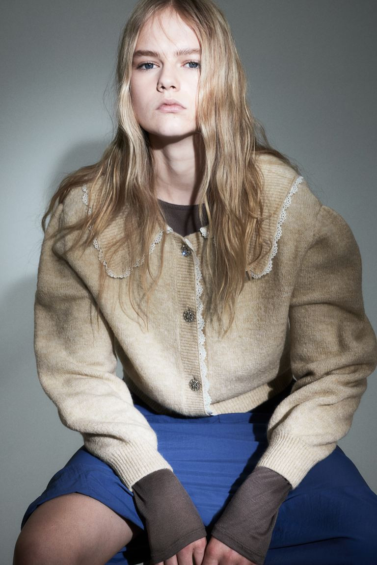 Cardigan with Peter Pan Collar - Black - Ladies | H&M US | H&M (US + CA)