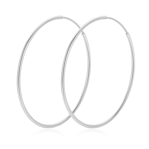 925 Sterling Silver Hoop Earrings Hypoallergenic Thin Endless Silver Hoops | Amazon (US)