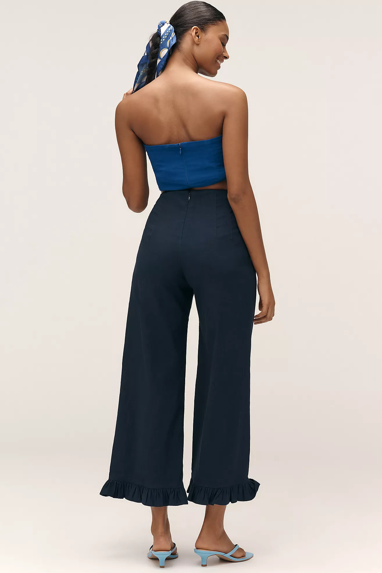 The Colette Magic Fabric Ruffle-Hem Crop Wide-Leg Pants by Maeve | Anthropologie (US)