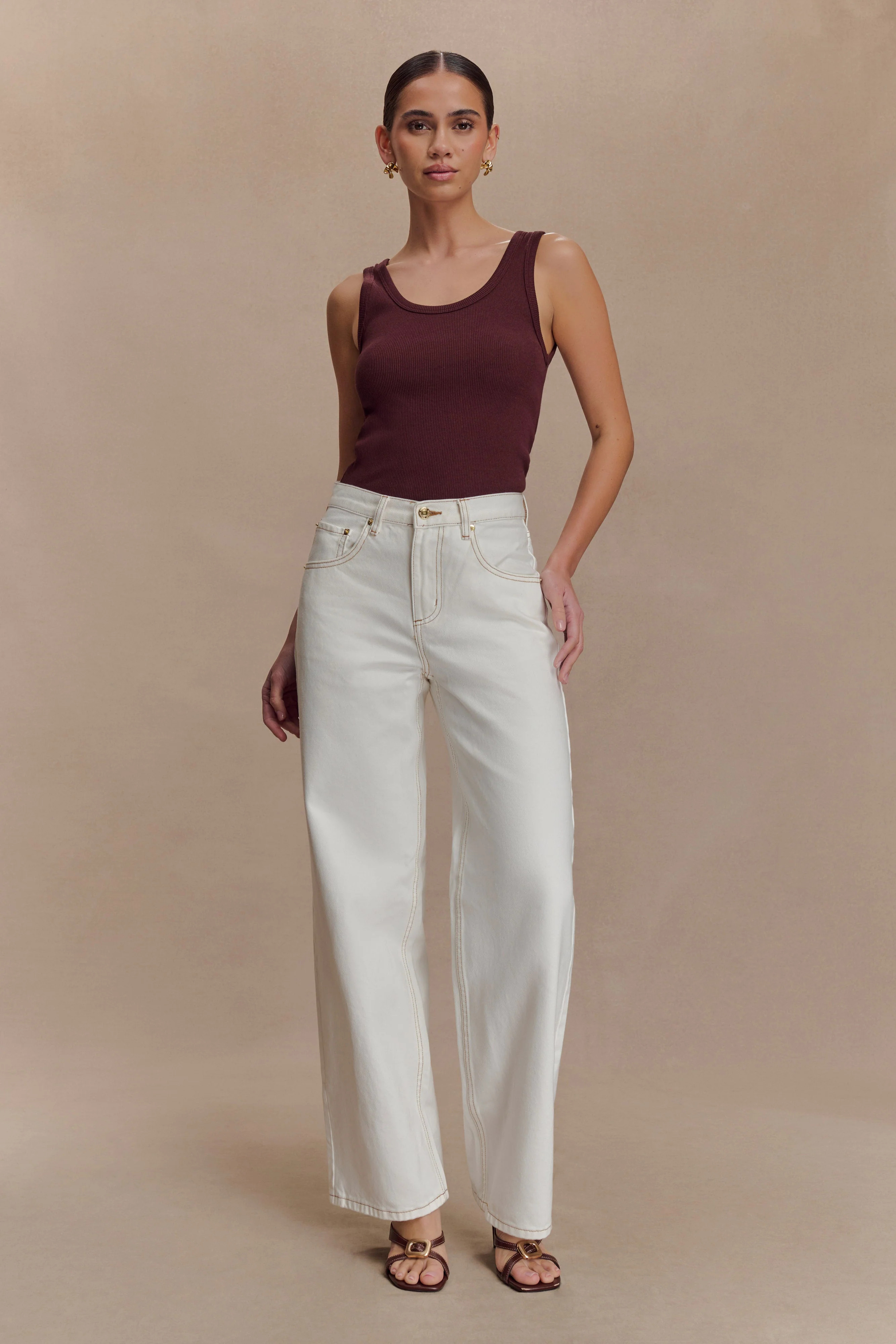 Maeva Scoop Tank Top - Chocolate | MESHKI US