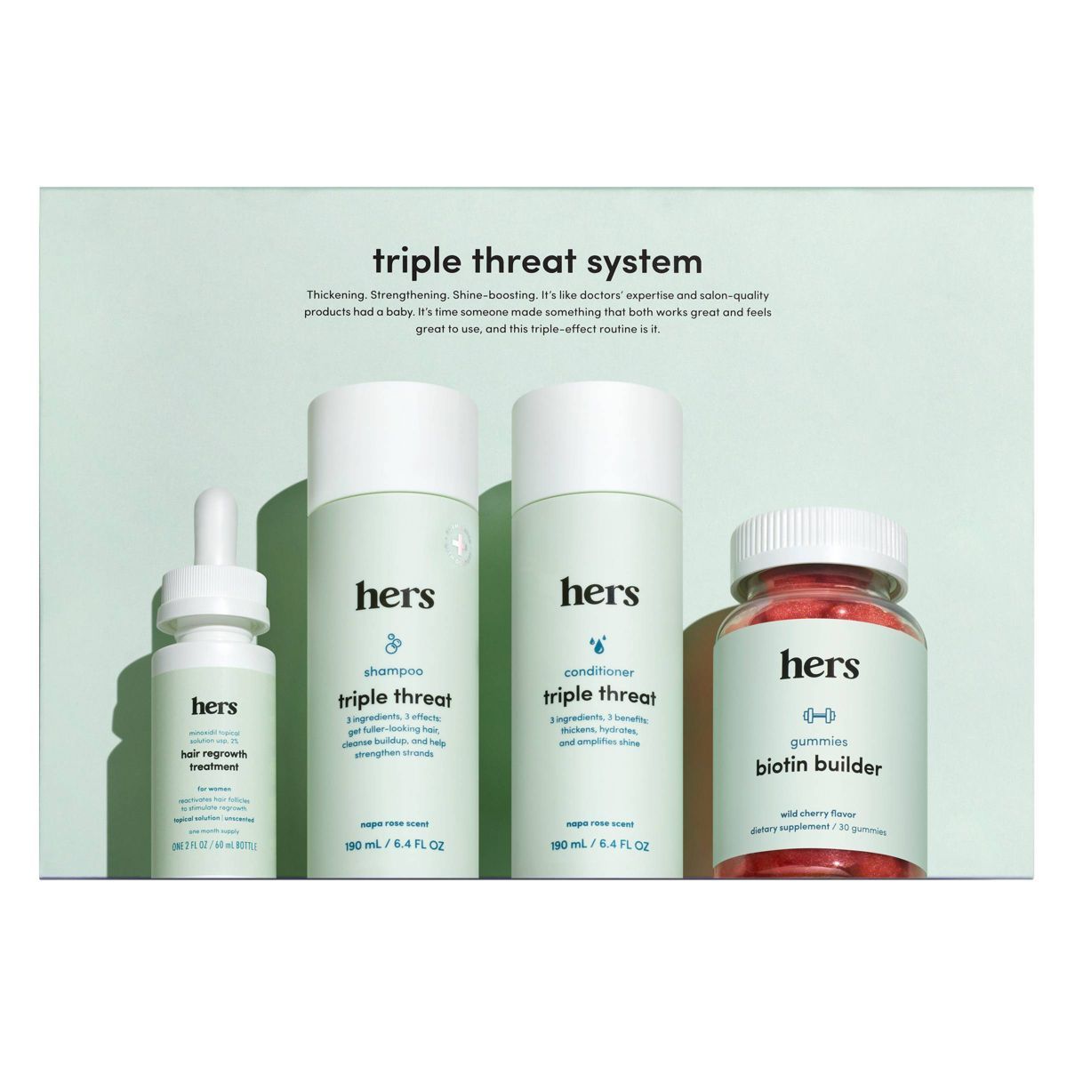 hers Triple Threat System Total Hair Package to Supports Hair Growth Minoxidil 2%, Shampoo, Condi... | Target