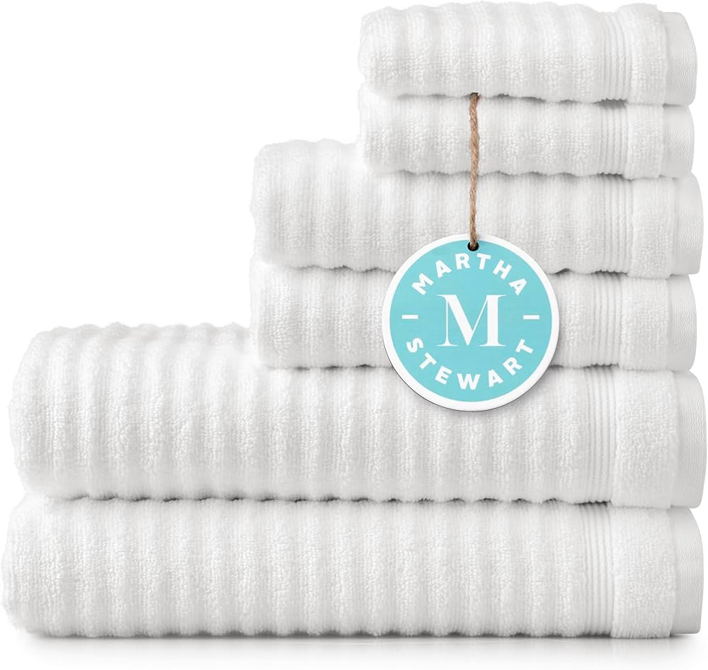 MARTHA STEWART 100% Cotton Bath Towels Set Of 6 Piece, 2 Bath Towels, 2 Hand Towels, 2 Washcloths... | Amazon (US)