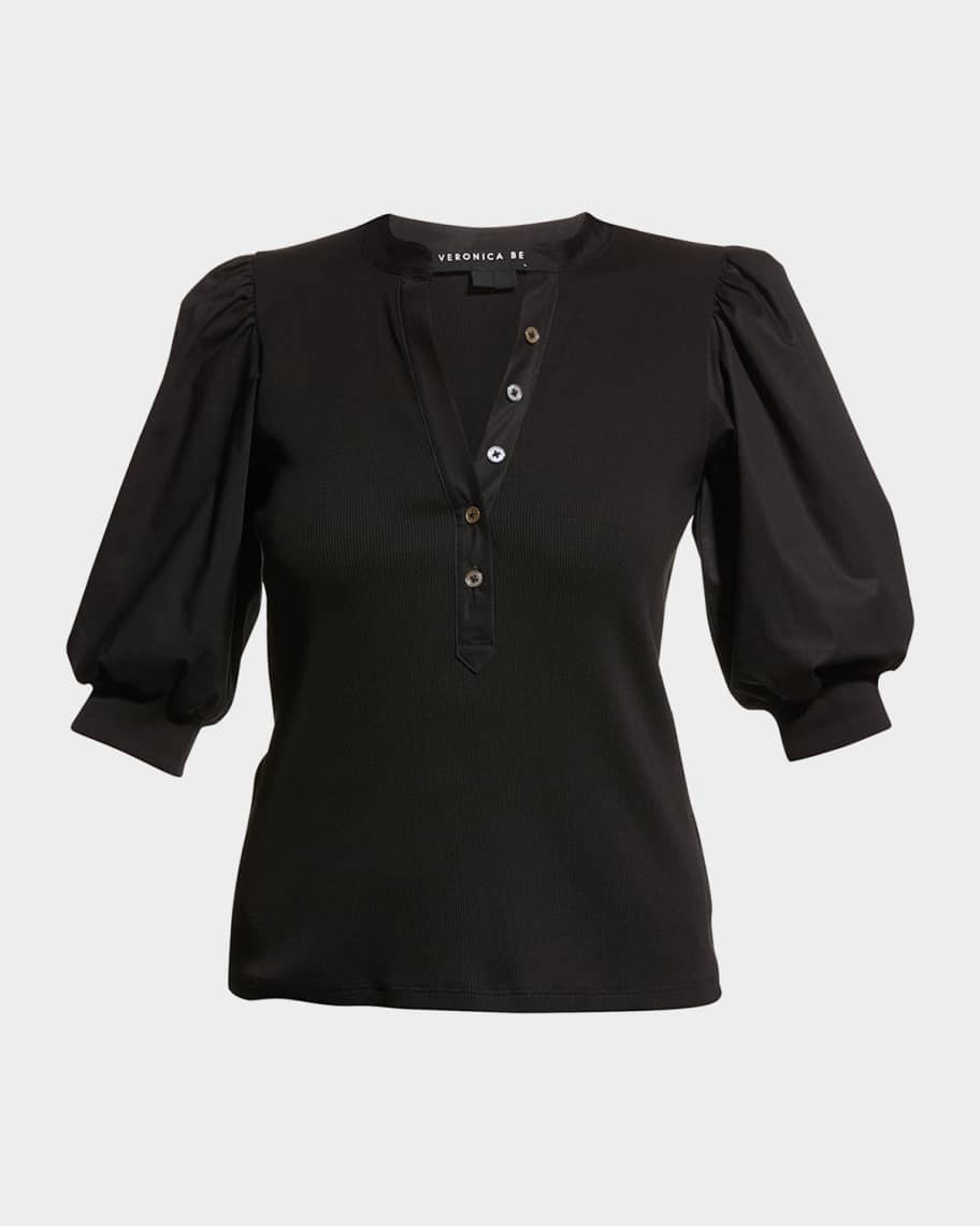 Veronica Beard Jeans Coralee Puff-Sleeve Top | Neiman Marcus