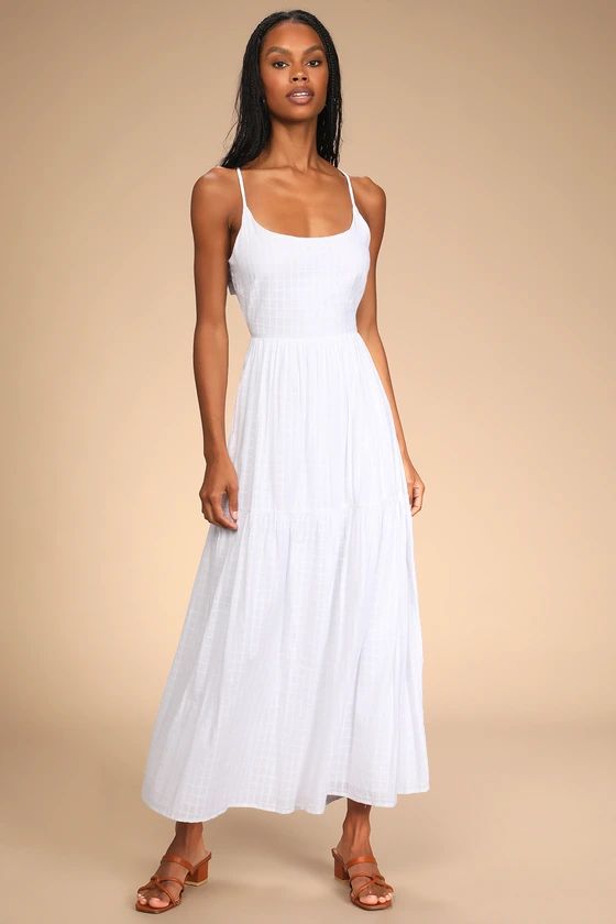 Hear My Heartbeat White Sleeveless Tie-Back Tiered Maxi Dress | Lulus (US)
