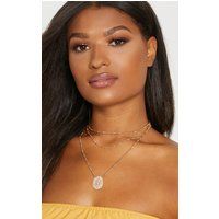 Gold Diamante Chain Renaissance Pendant Necklace | PrettyLittleThing US