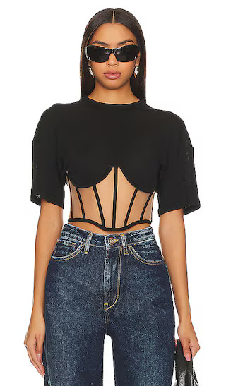 Short Sleeve Corset Top in Black | Revolve Clothing (Global)