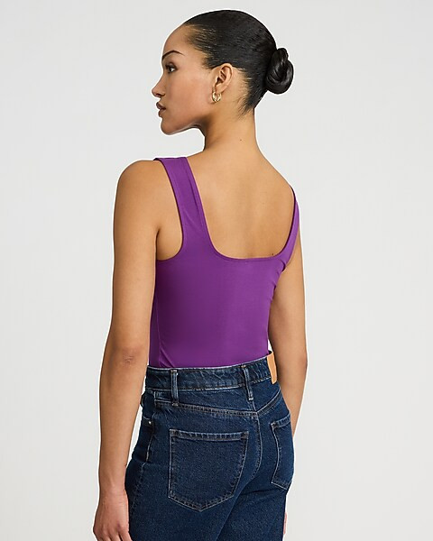 Body Contour Light Compression Stretch Cotton Boat Neck Scoop Back Bodysuit | Express