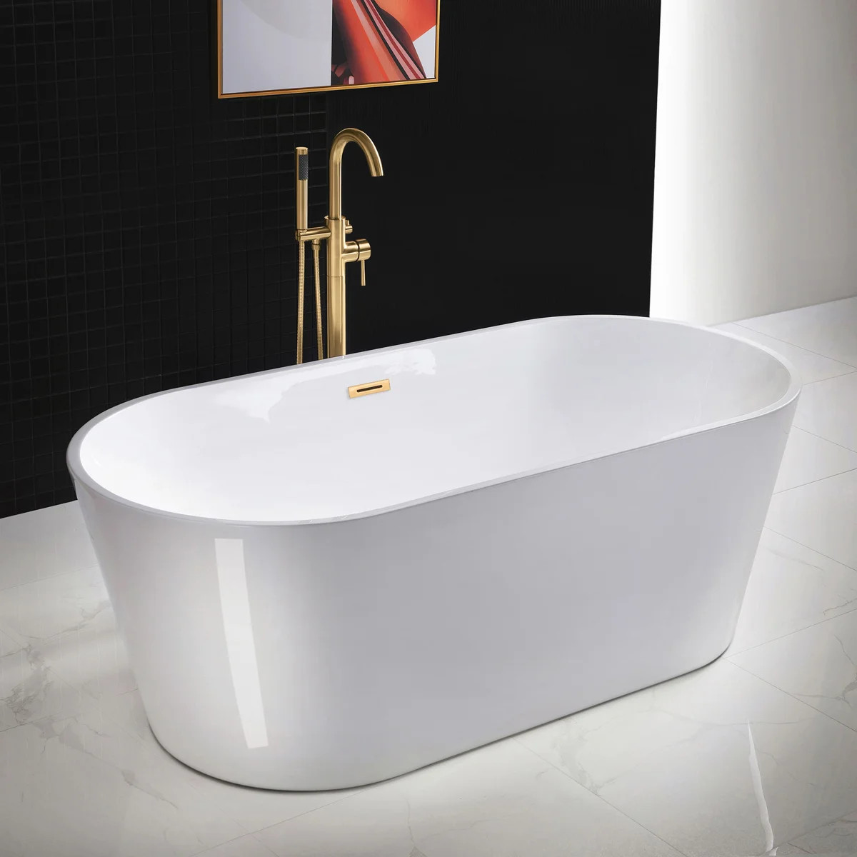 67" x 32" Freestanding Soaking Acrylic Bathtub B0013 -BG-Drain &O | Wayfair North America