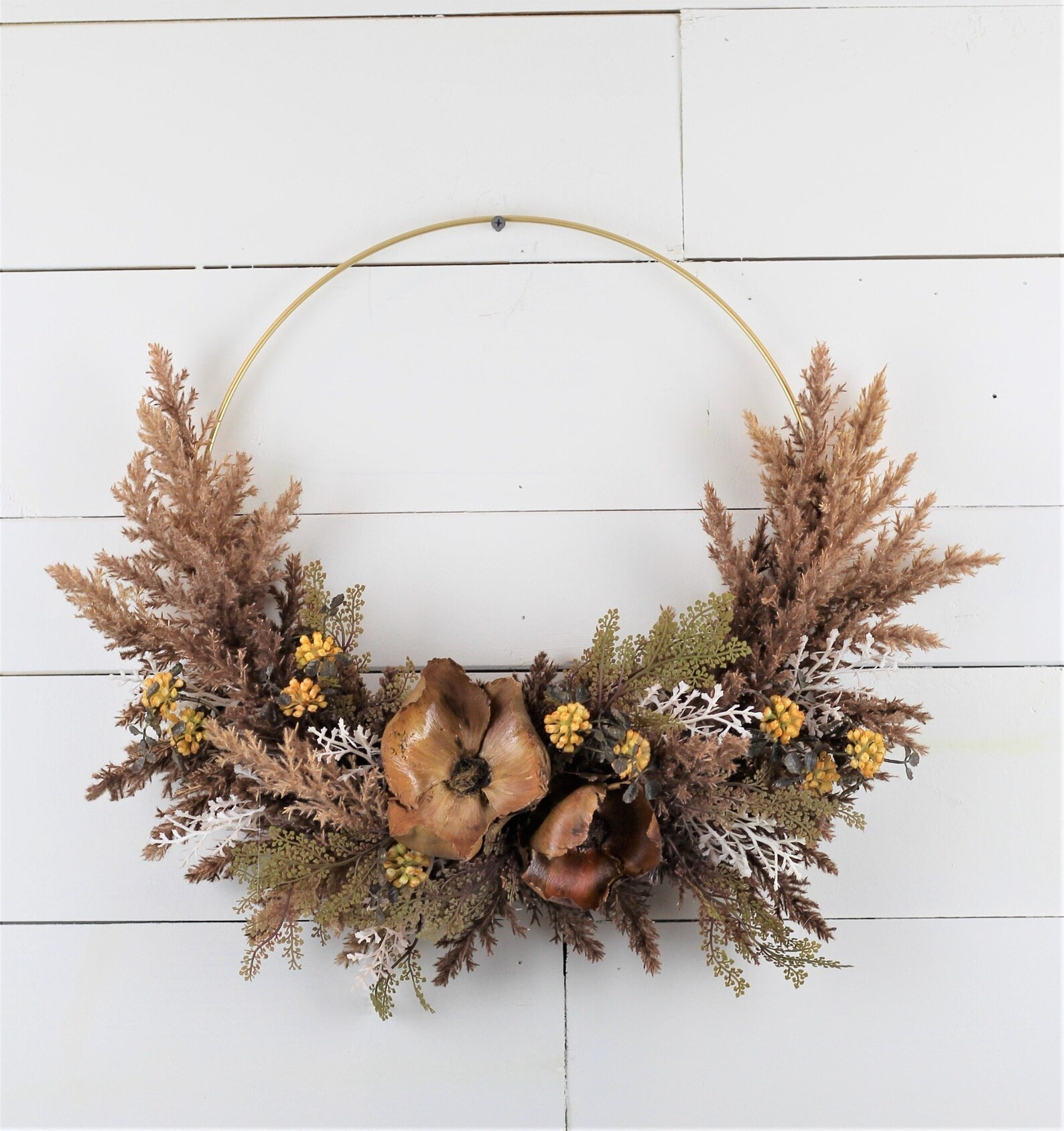 Boho/cali Gold Hoop Wreath With Artificial Foliage and Flowers | Etsy | Etsy (US)