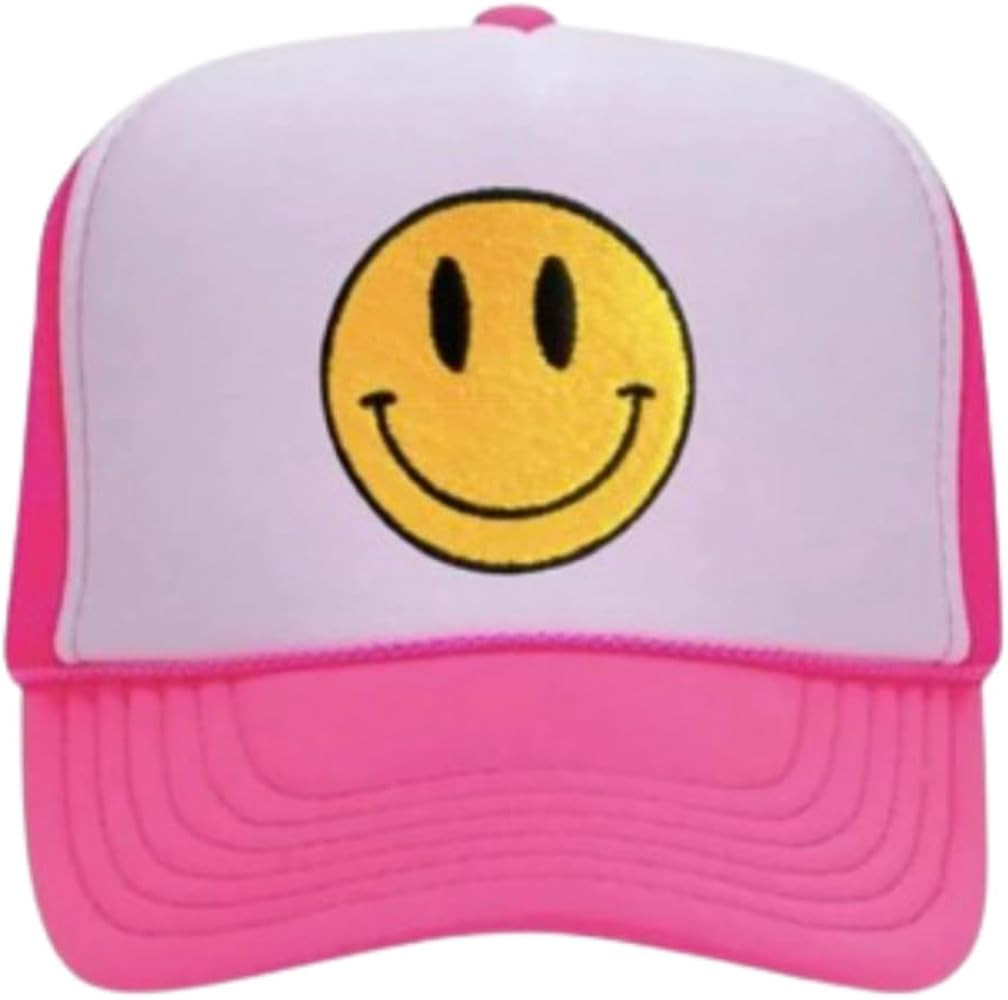 Smile Face Trucker Hat, Trendy Cute Preppy y2k Smile Yellow Emoji Patch Embroidered Adjustable Ba... | Amazon (US)