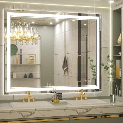 Keonjinn 40 x 32 Inch LED Mirror, Bathroom Vanity Mirror with Lights, Wall Mounted Anti-Fog Dimmable | Amazon (US)