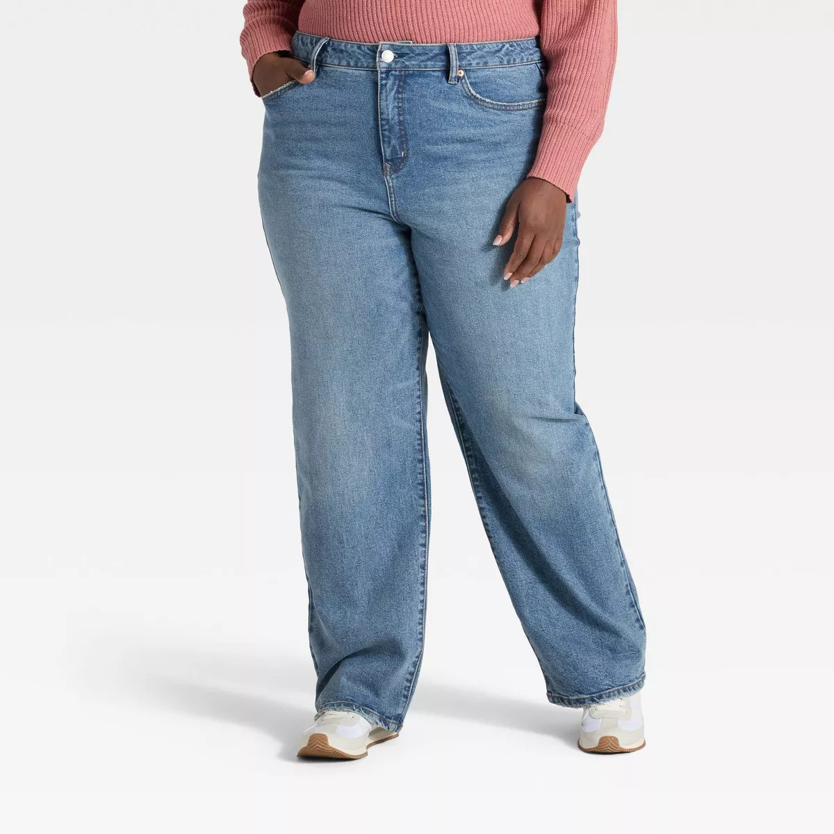 Women's High-Rise Straight Leg Jeans - Ava & Viv™ Medium Wash 22 | Target