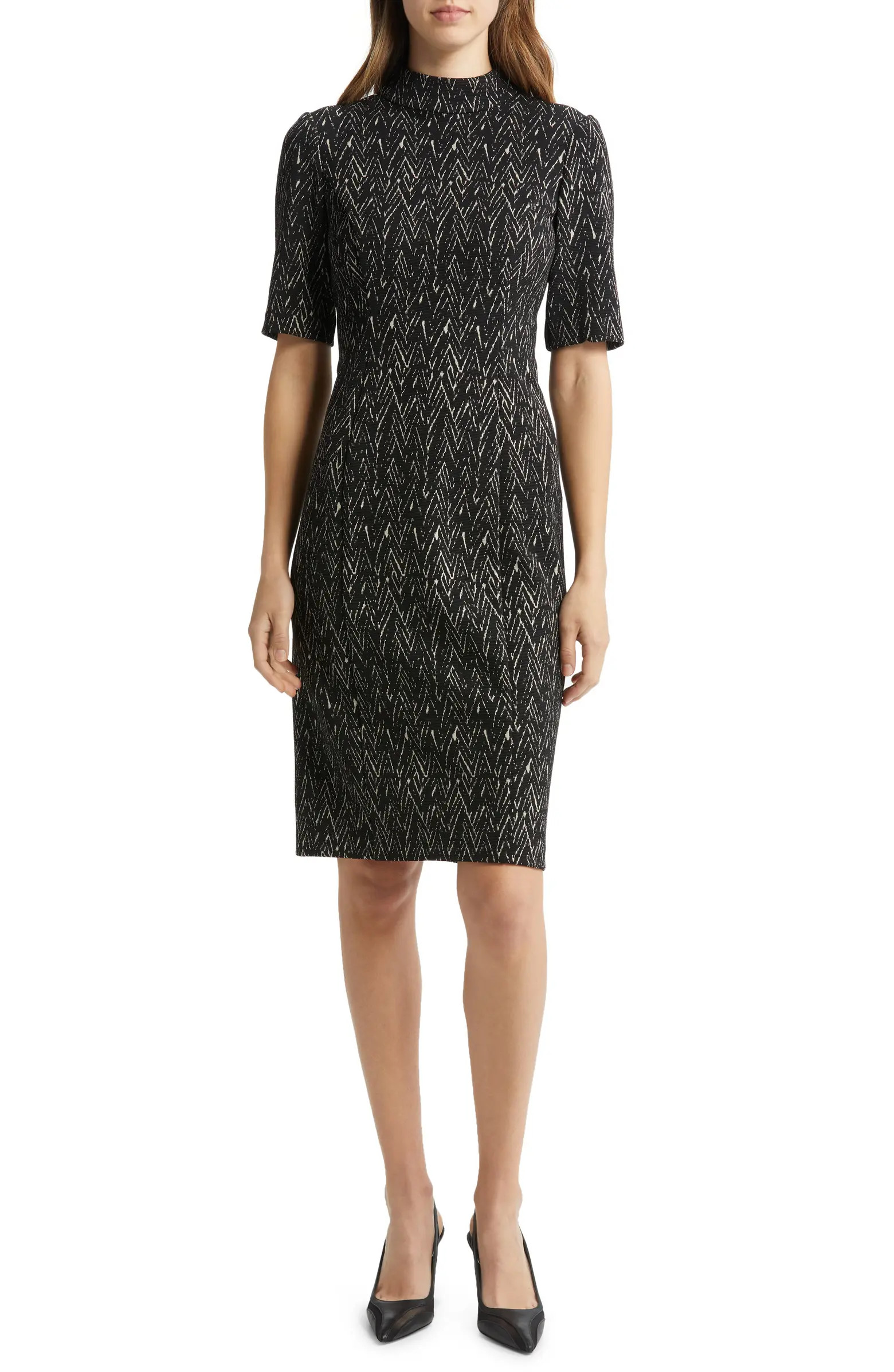 Eliza J Abstract Herringbone Print Sheath Dress | Nordstrom | Nordstrom