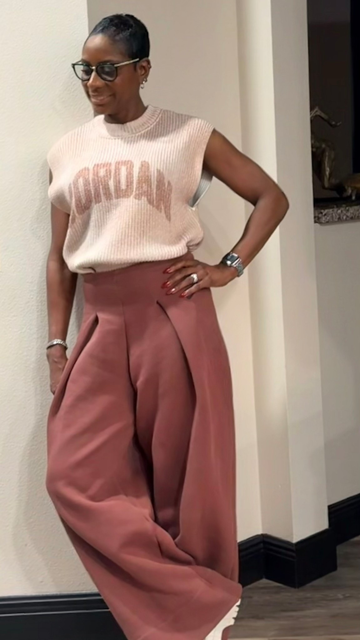 Nike Winter Find! Jordan Sweater with fleece high waisted pleated pants & Jordan 1 Brooklyn boots. I am 5’4” 135 lbs wearing a size small 🤎

#LTKmomlife #LTKOver40 #LTKootd