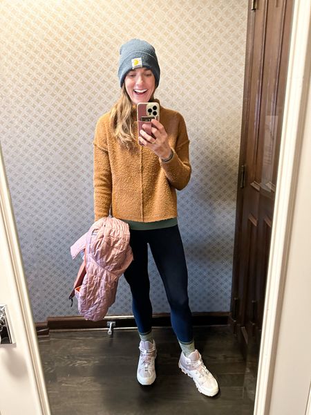 Another hiking outfit from our time in Canada! Lululemon align leggings in navy, hiking boots I’m loving, socks, beanie, sweater is old from the Universal Thread brand at Target

#LTKfitness #LTKtravel #LTKSeasonal