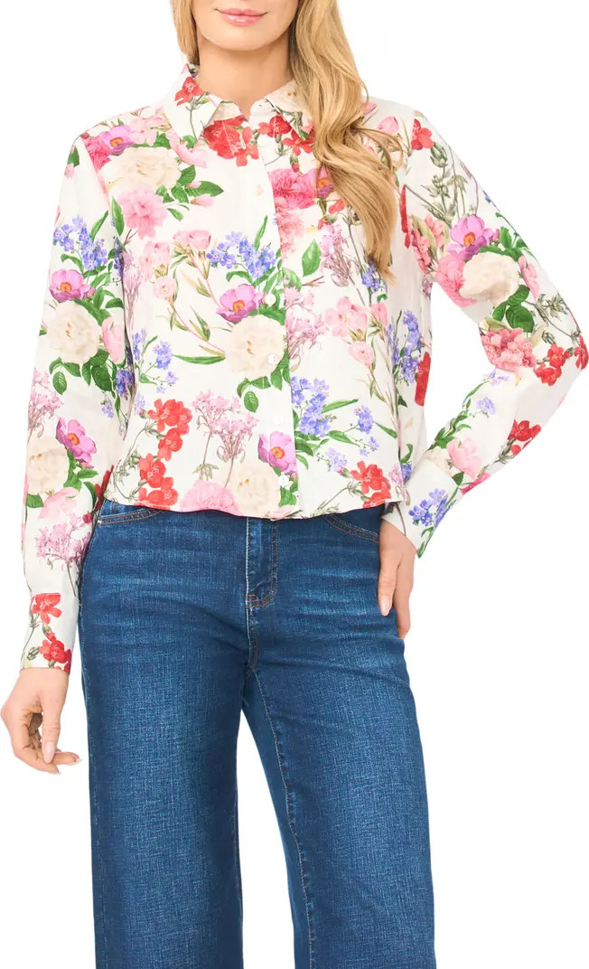 Erin Floral Linen Button-Up Shirt | Nordstrom